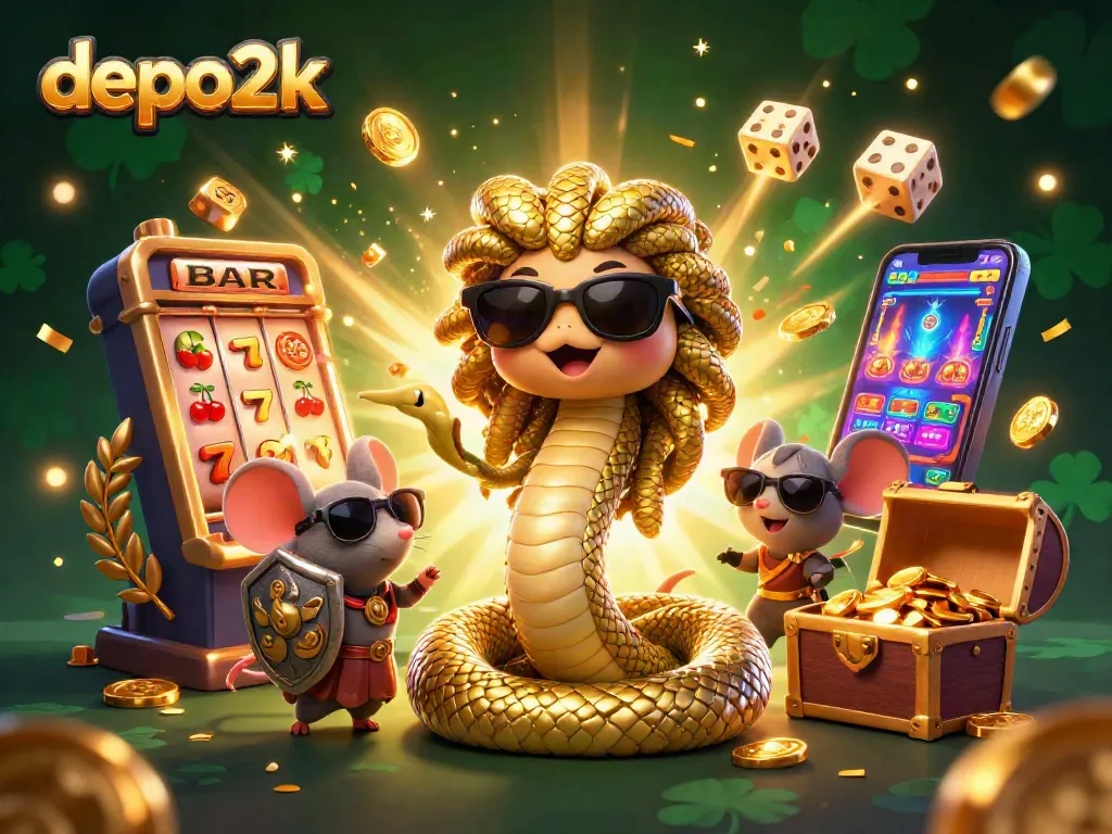 Win big at depo2k with exciting slot action and colorful characters in a vibrant 3D scene.
